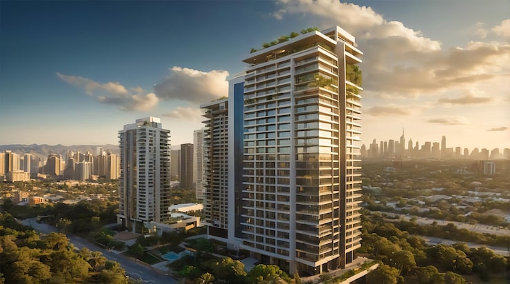 Jindal Park apartment complex in Akurli Panvel with green surrounding